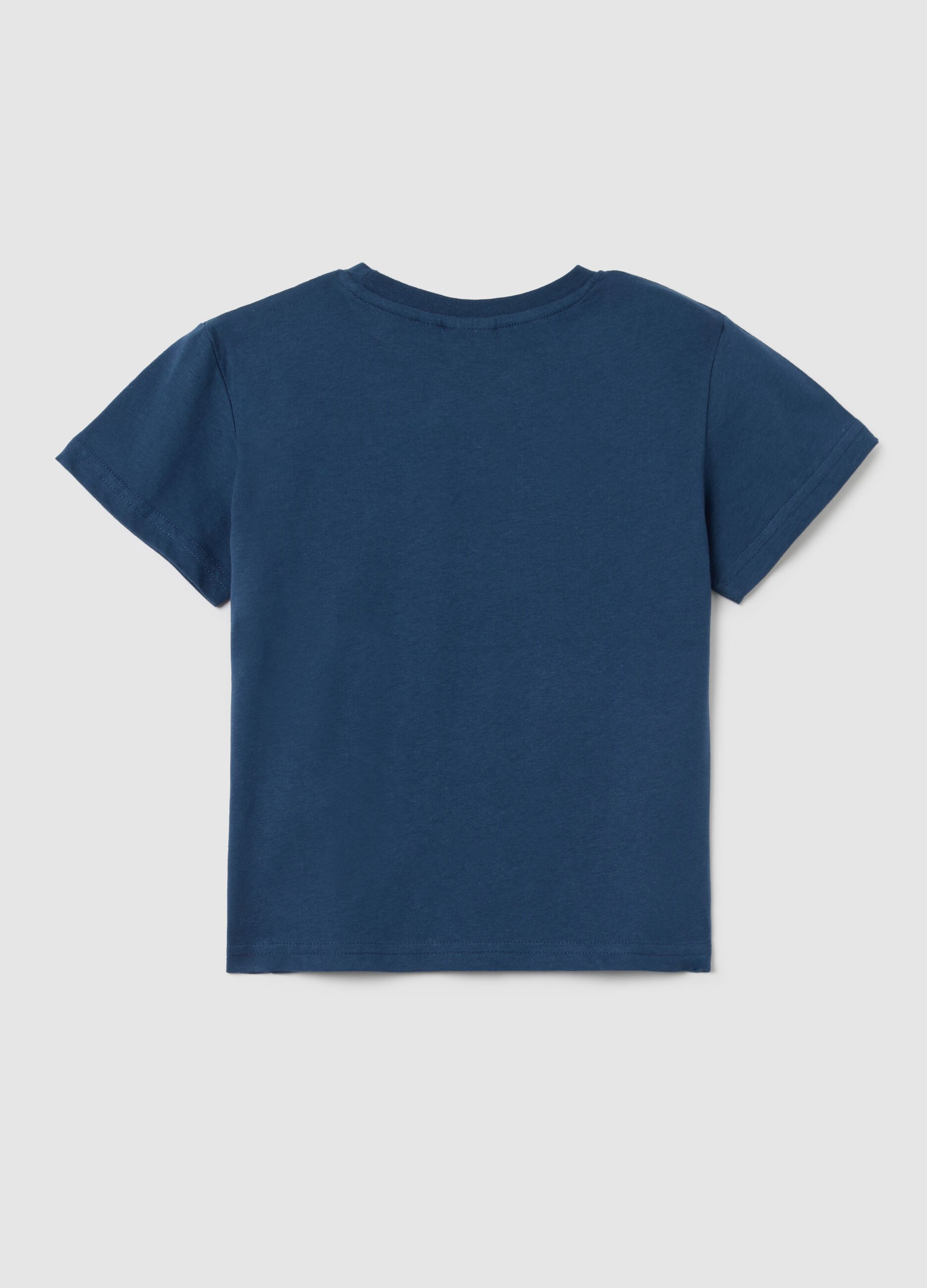 T-shirt da bambino in puro cotone blu regular fit con stampa Sonic