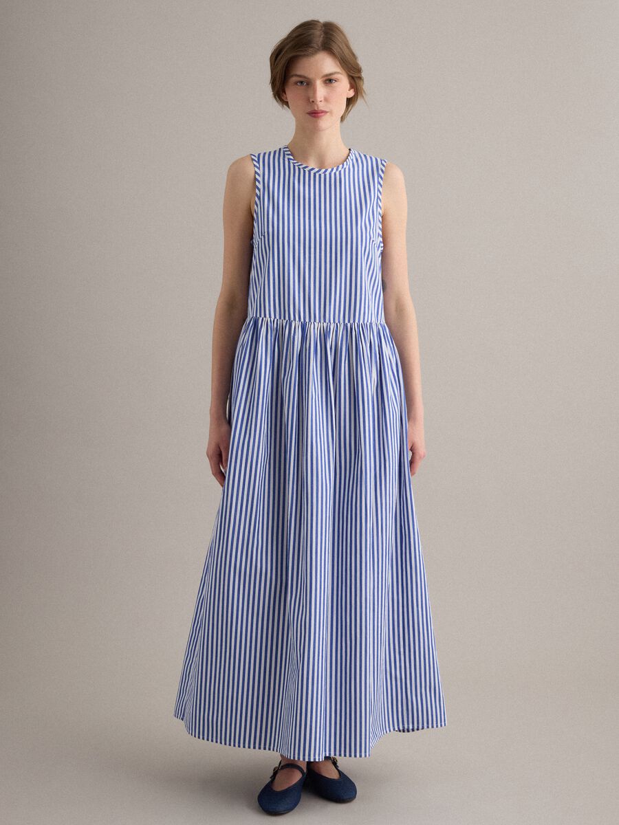 Multicolour striped pure cotton maxi dress, regular fit_1