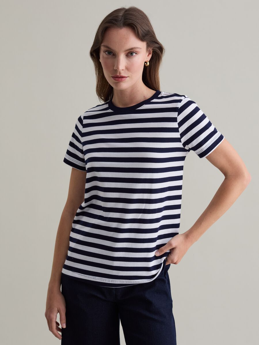 T-shirt in cotone Supima a righe_0