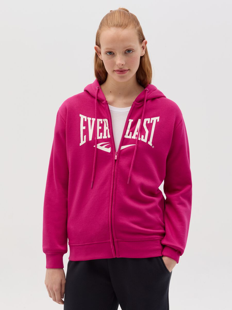 Sweatshirt with hood, zip and logo print_0