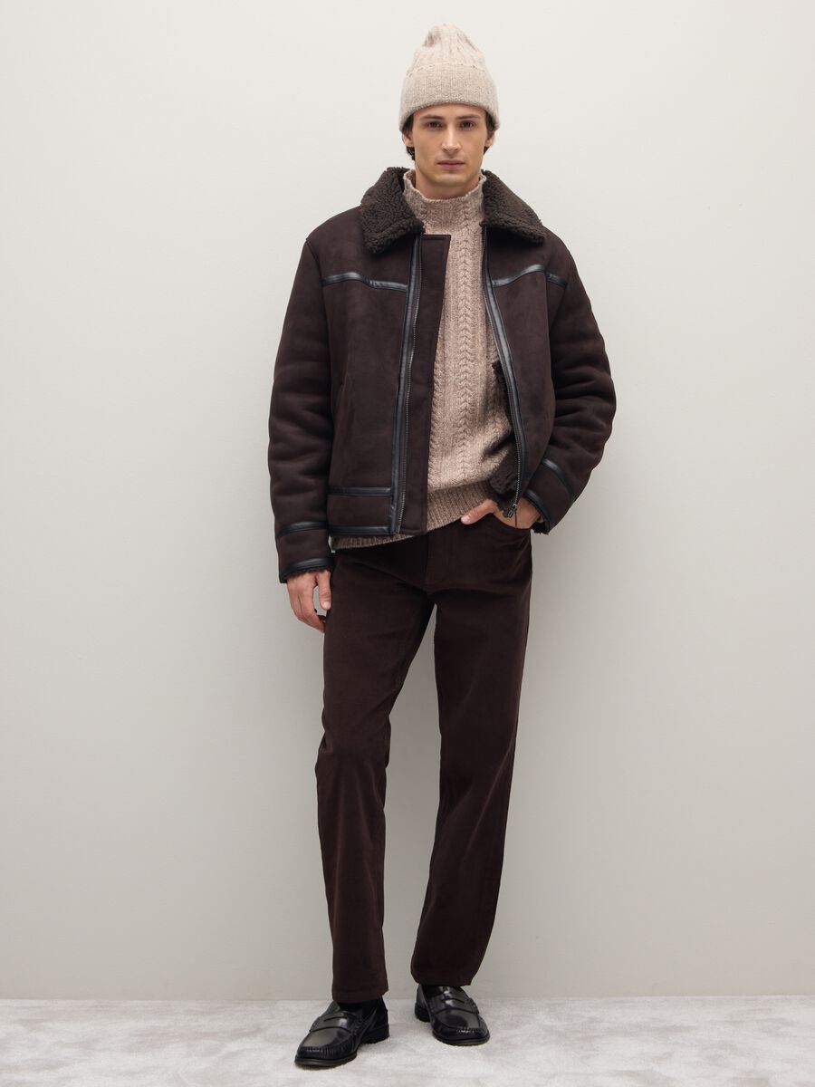 Giacca marrone regular fit con zip_2