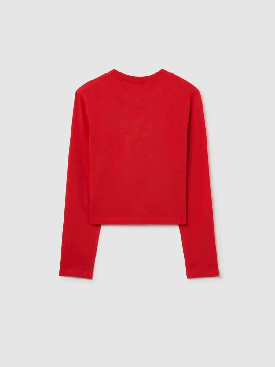 Maglia rossa a maniche lunghe da ragazza in puro cotone regular fit_4