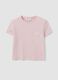 Pink cropped pure cotton T-shirt with graphic print, regular fit_4