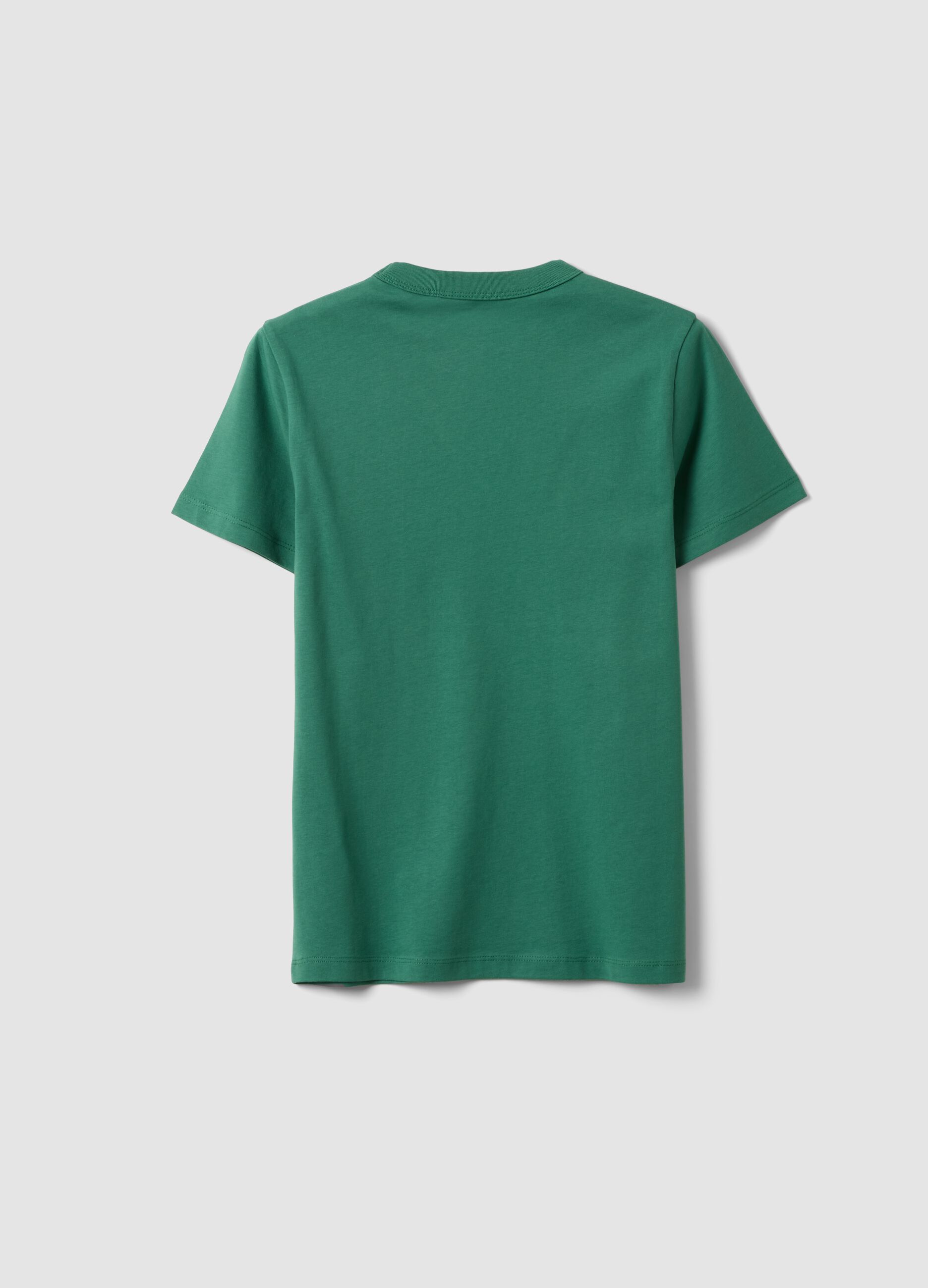 Boys&rsquo; green pure cotton regular-fit T-shirt