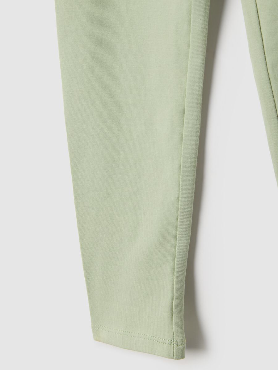 Girls' Slim Fit Green Stretch Cotton Leggings_3