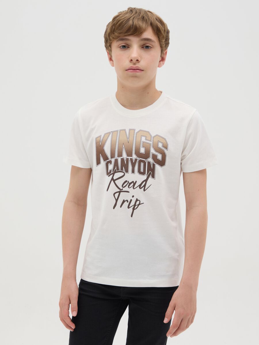 White Kings Canyon Road Trip Cotton T-shirt for Boys_0