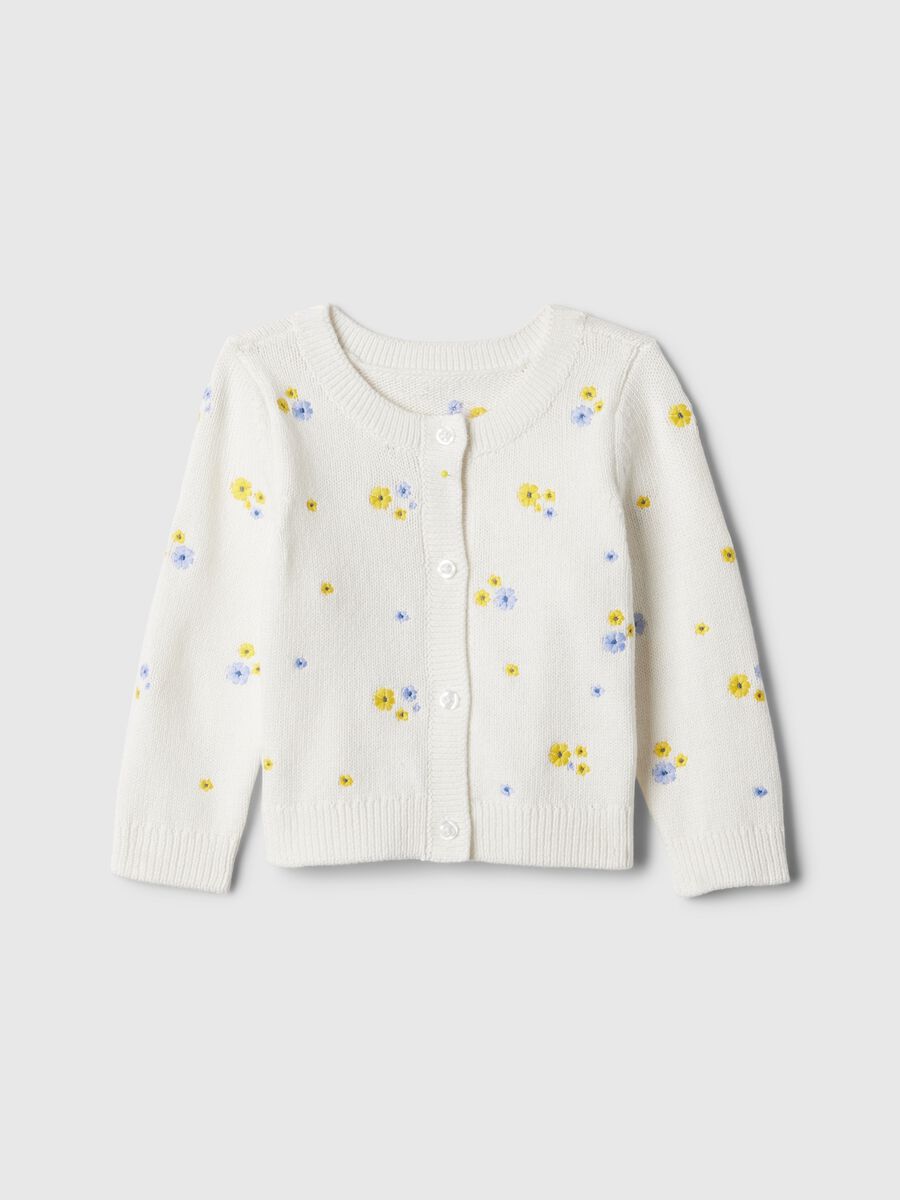 Cotton cardigan with small flowers embroidery_0