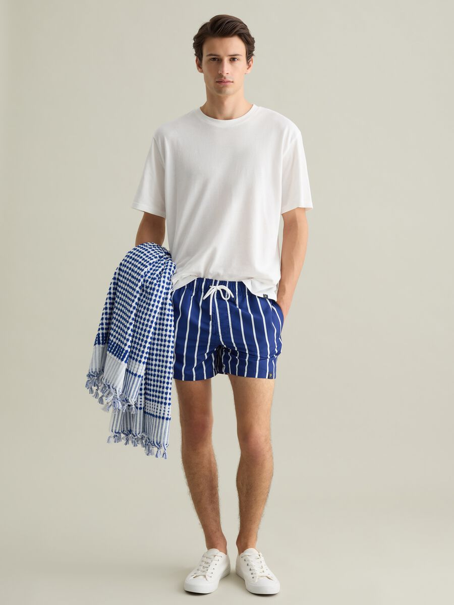 Men's beach towel in multicolour pure cotton with fringes_3