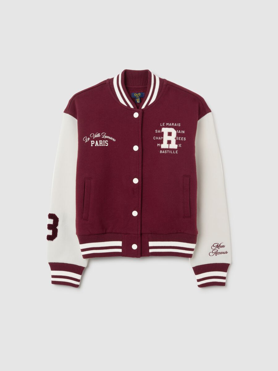 Girls' bomber jacket in white and red cotton blend regular fit_3