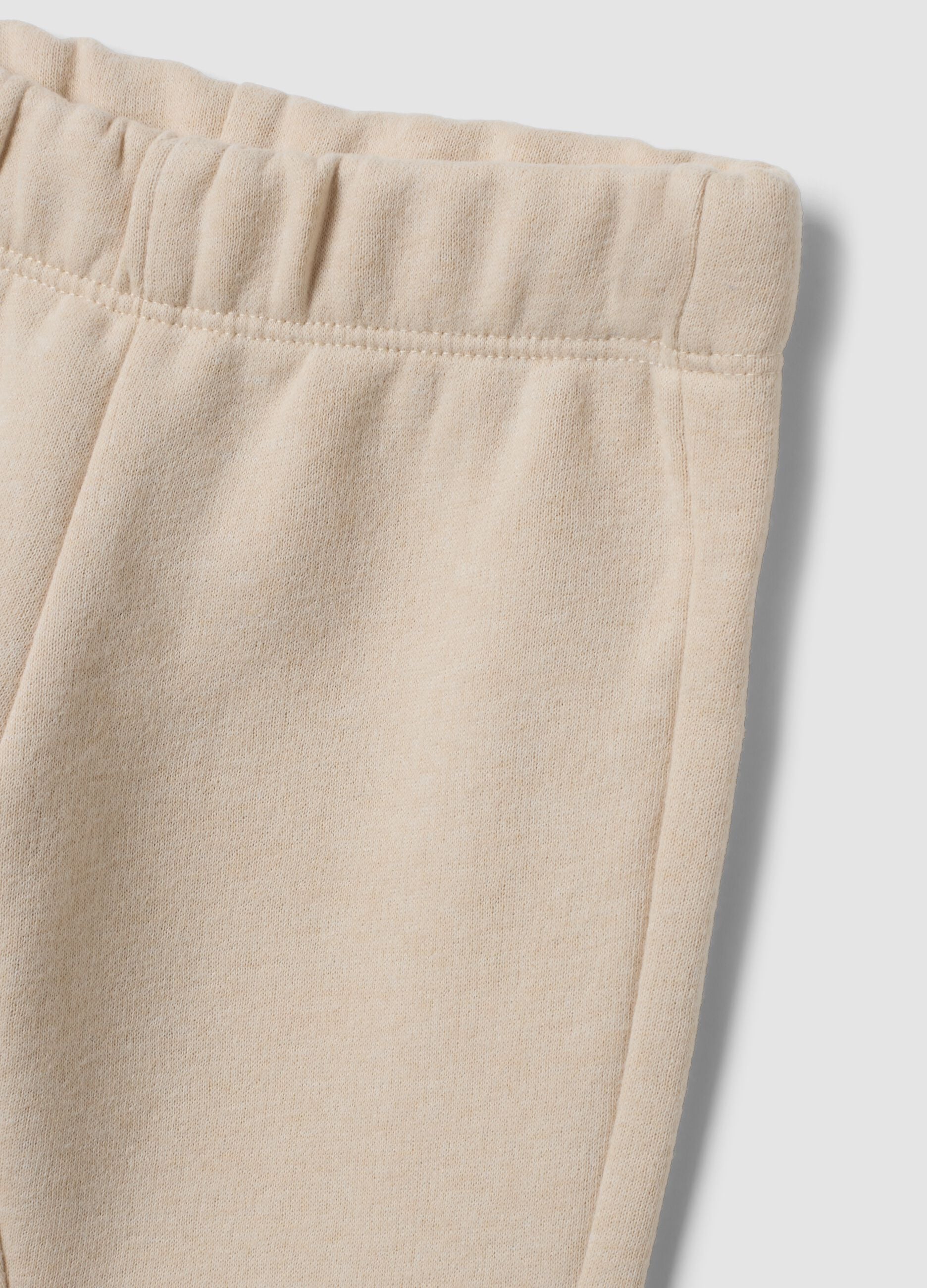 Beige cotton-blend tracksuit set, regular fit, with print