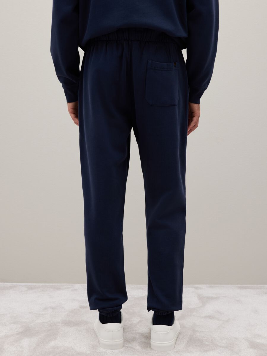 Blue cotton trousers with elastic waistband_3
