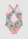 Pink tropical print girls&rsquo; swimsuit_1
