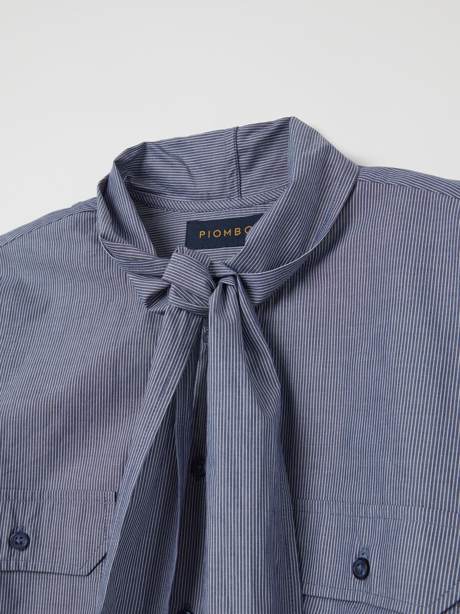 Cotton shirt with bow scarf_2