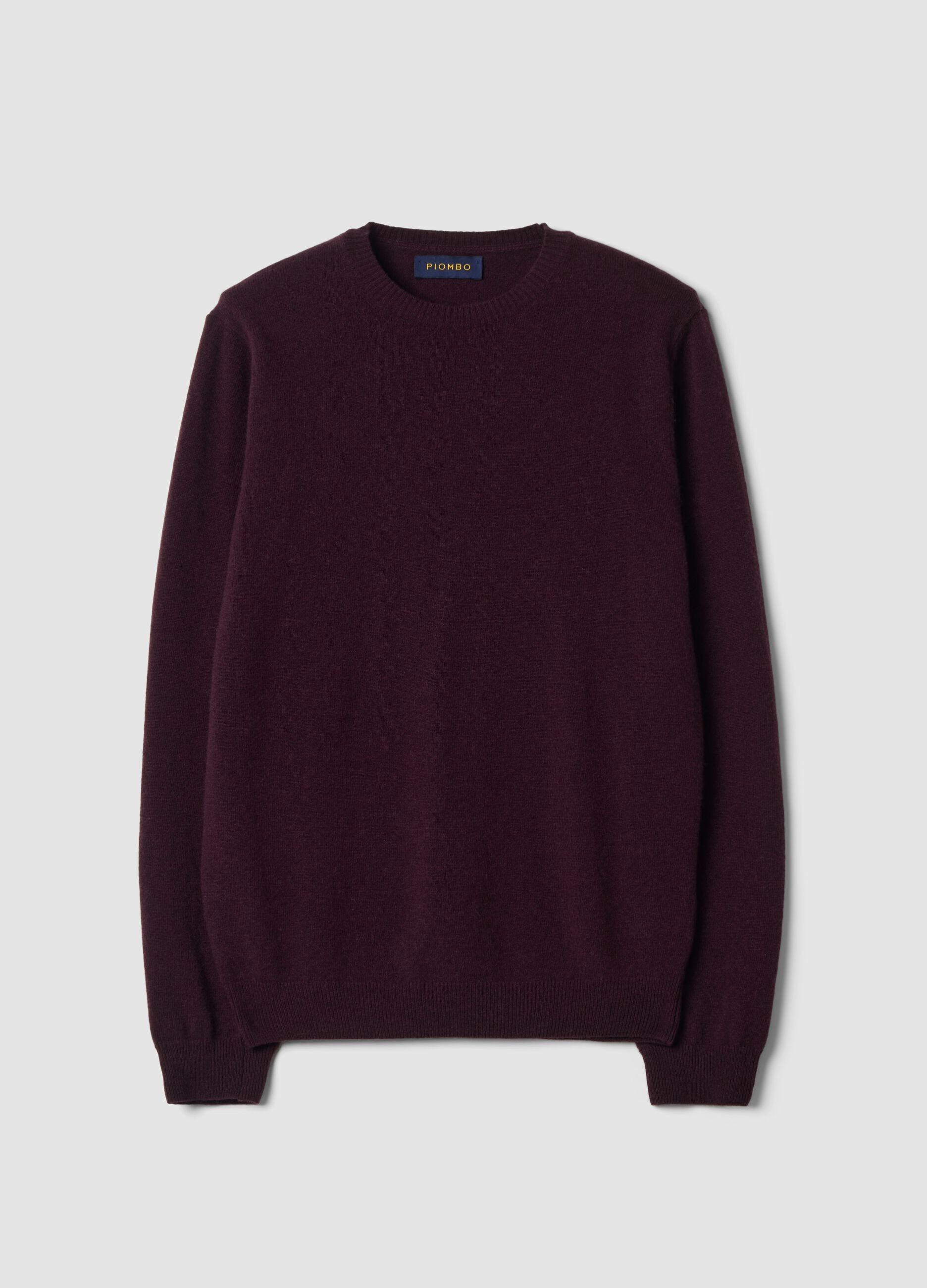 Pullover viola in pura lana a girocollo regular fit
