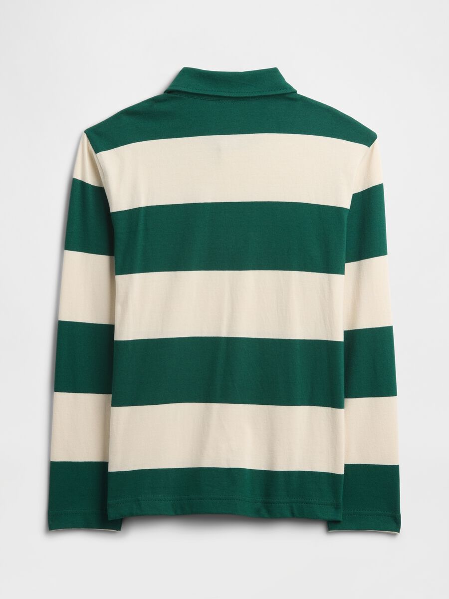 Green and beige long sleeve cotton polo_1