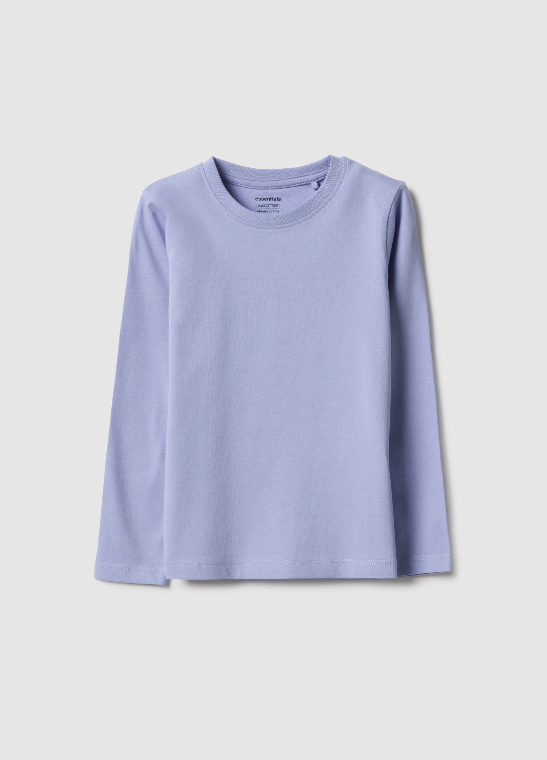Girls' long sleeve purple t-shirt in pure cotton regular fit