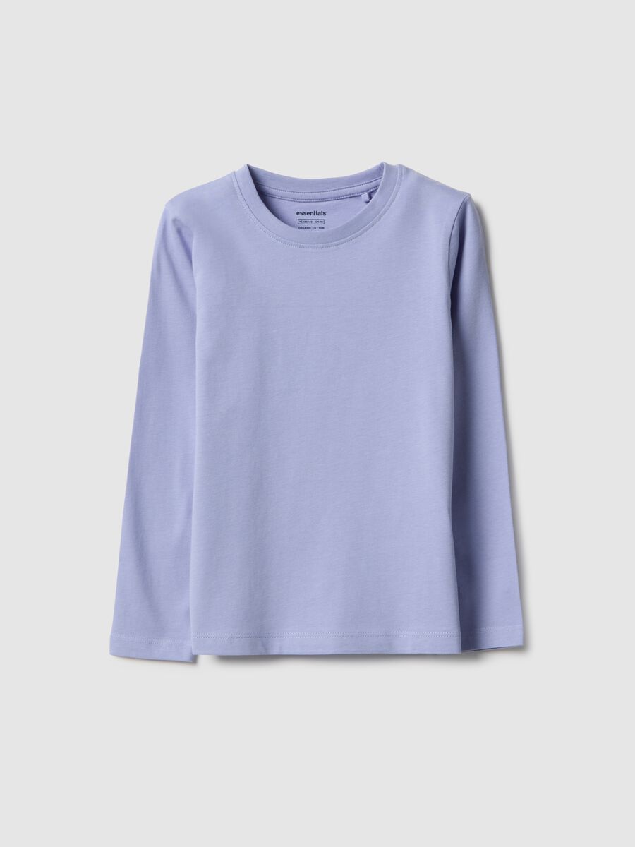 Girls' long sleeve purple t-shirt in pure cotton regular fit_0