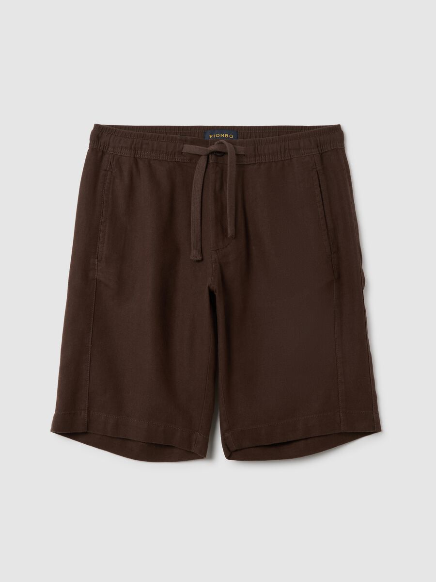 Men's brown cotton-blend regular fit shorts_4