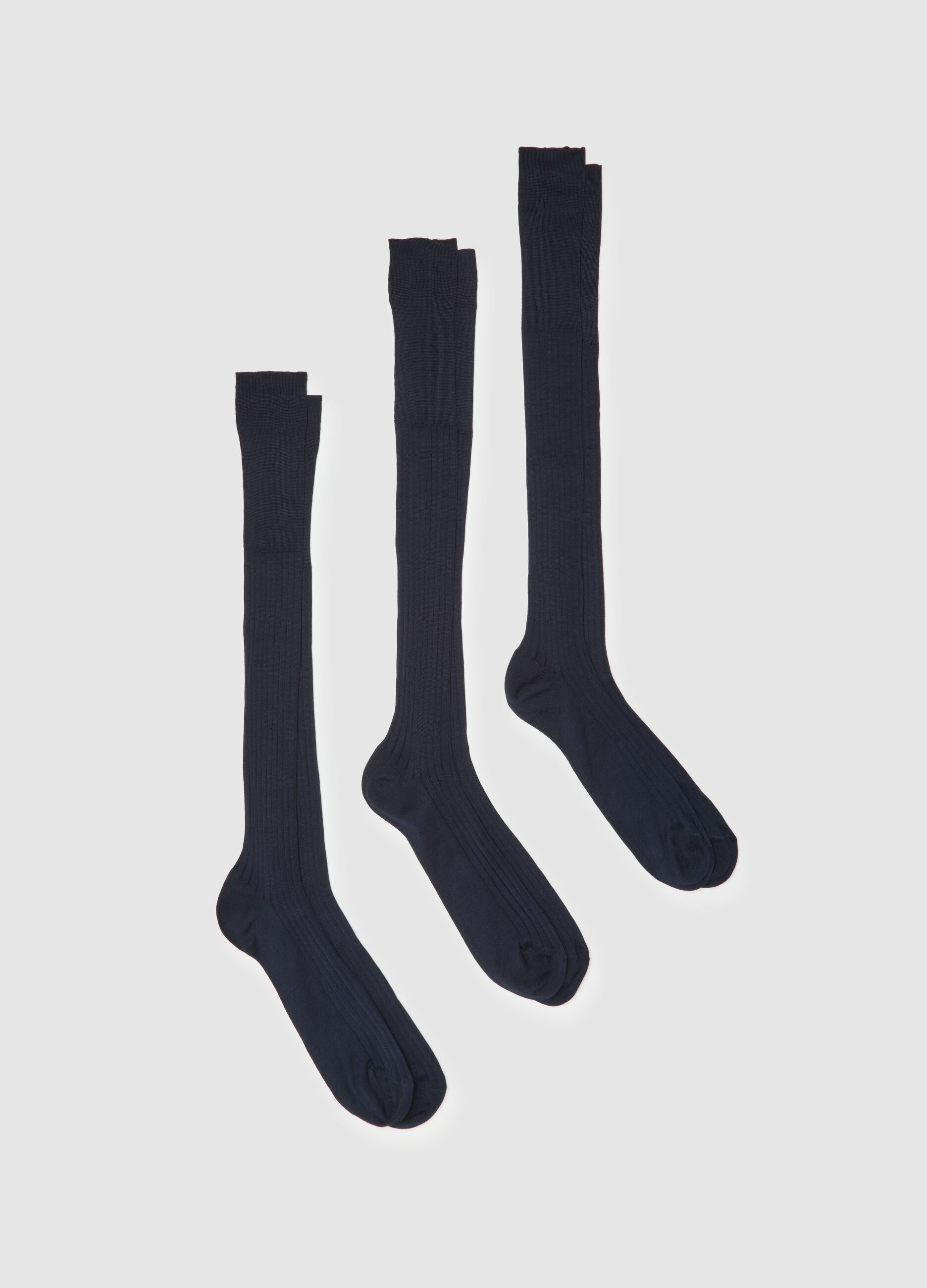 Tripack long blue cotton socks