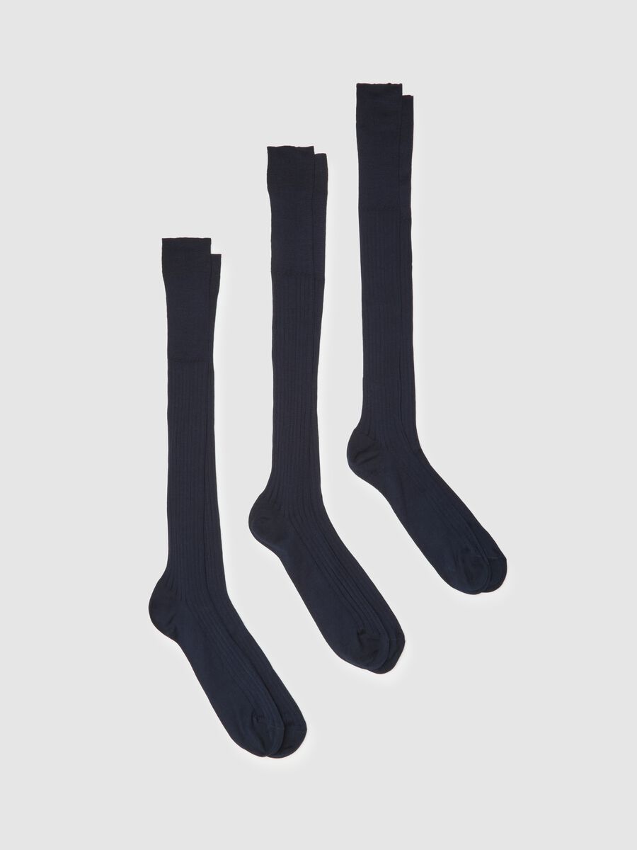 Tripack long blue cotton socks_0