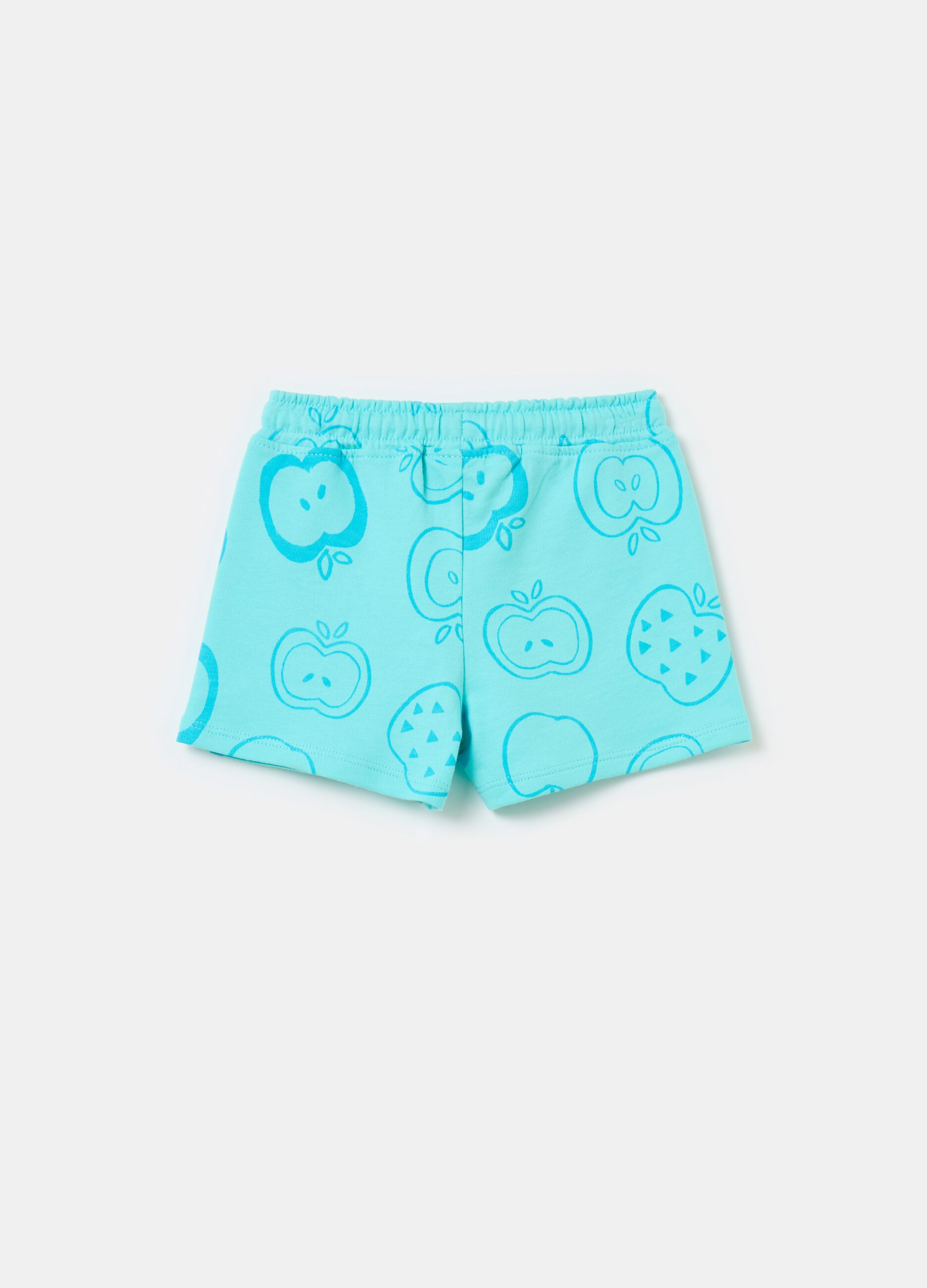 Shorts in French Terry con coulisse e stampa