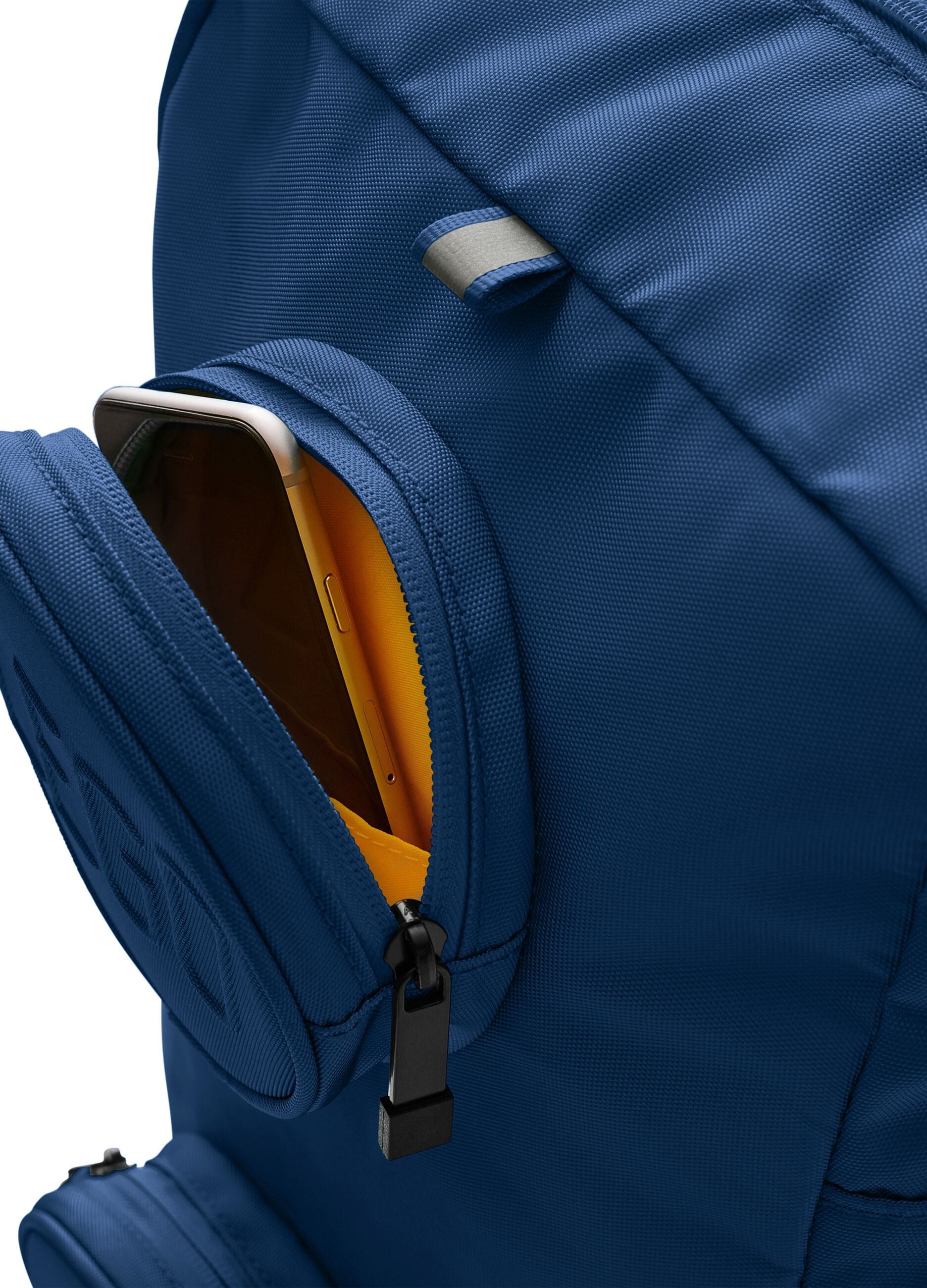 Zaino blu con tasche frontali rotonde