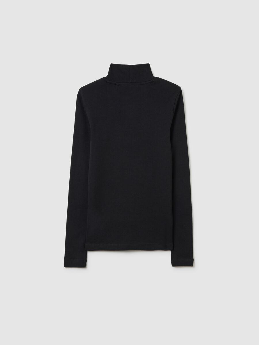 Girls' black slim fit pure cotton T-shirt_4