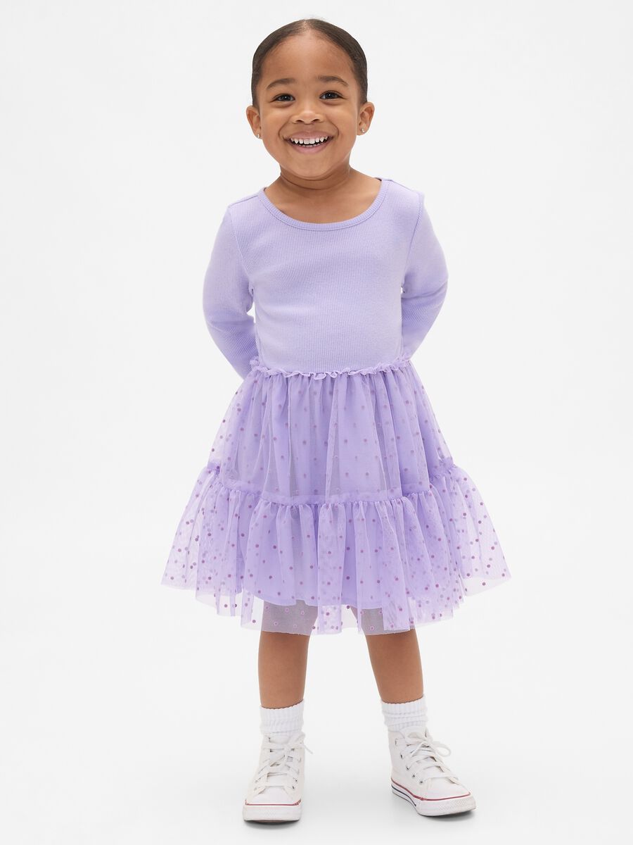 Purple dress in mixed materials with tulle_0