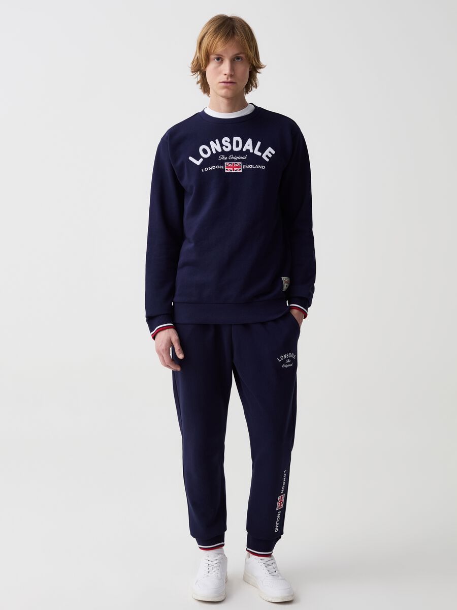 Fleece joggers with drawstring and embroidered logo_0