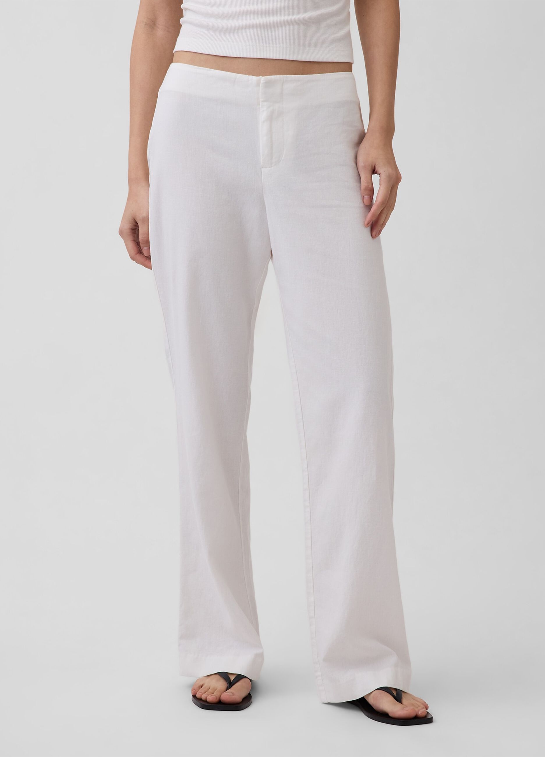 Wide-leg linen-blend trousers