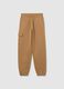 Brown regular fit cotton blend cargo trousers_0