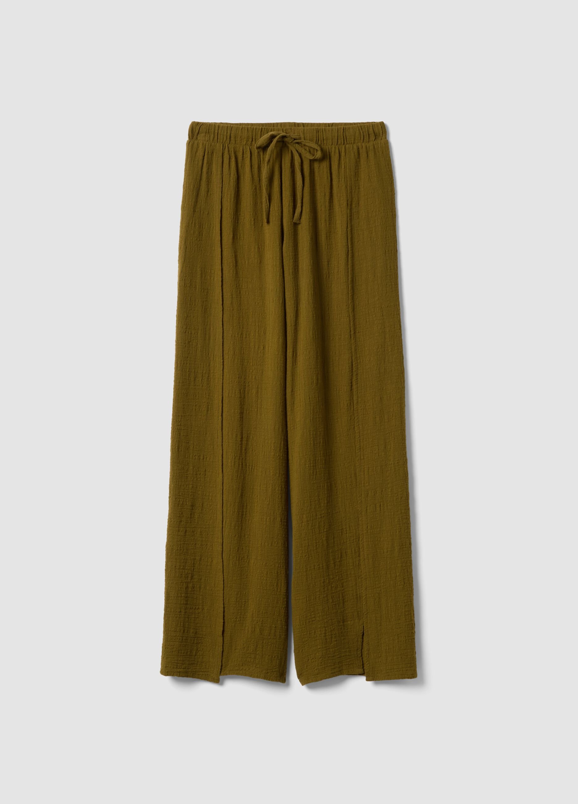 Green pure cotton beach trousers