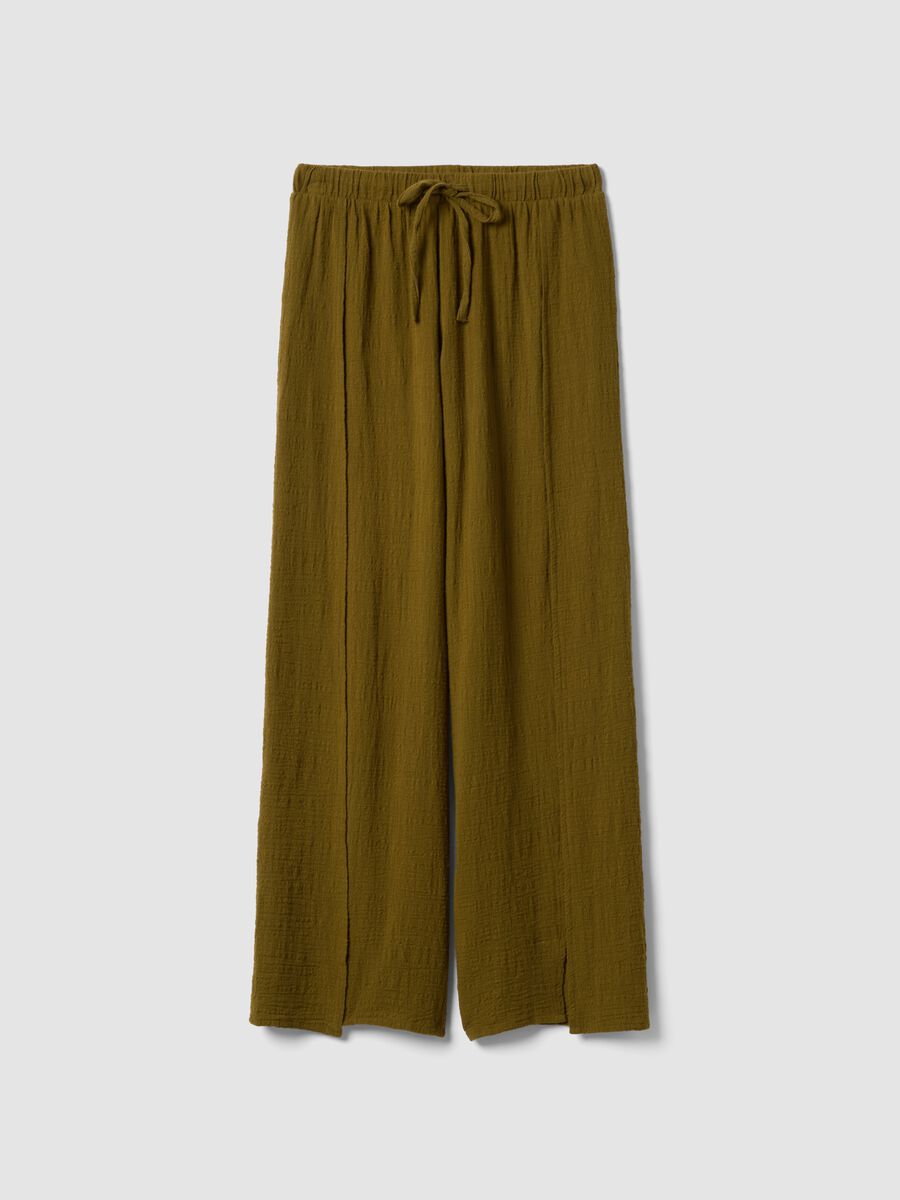Pantaloni verdi da mare in puro cotone_0