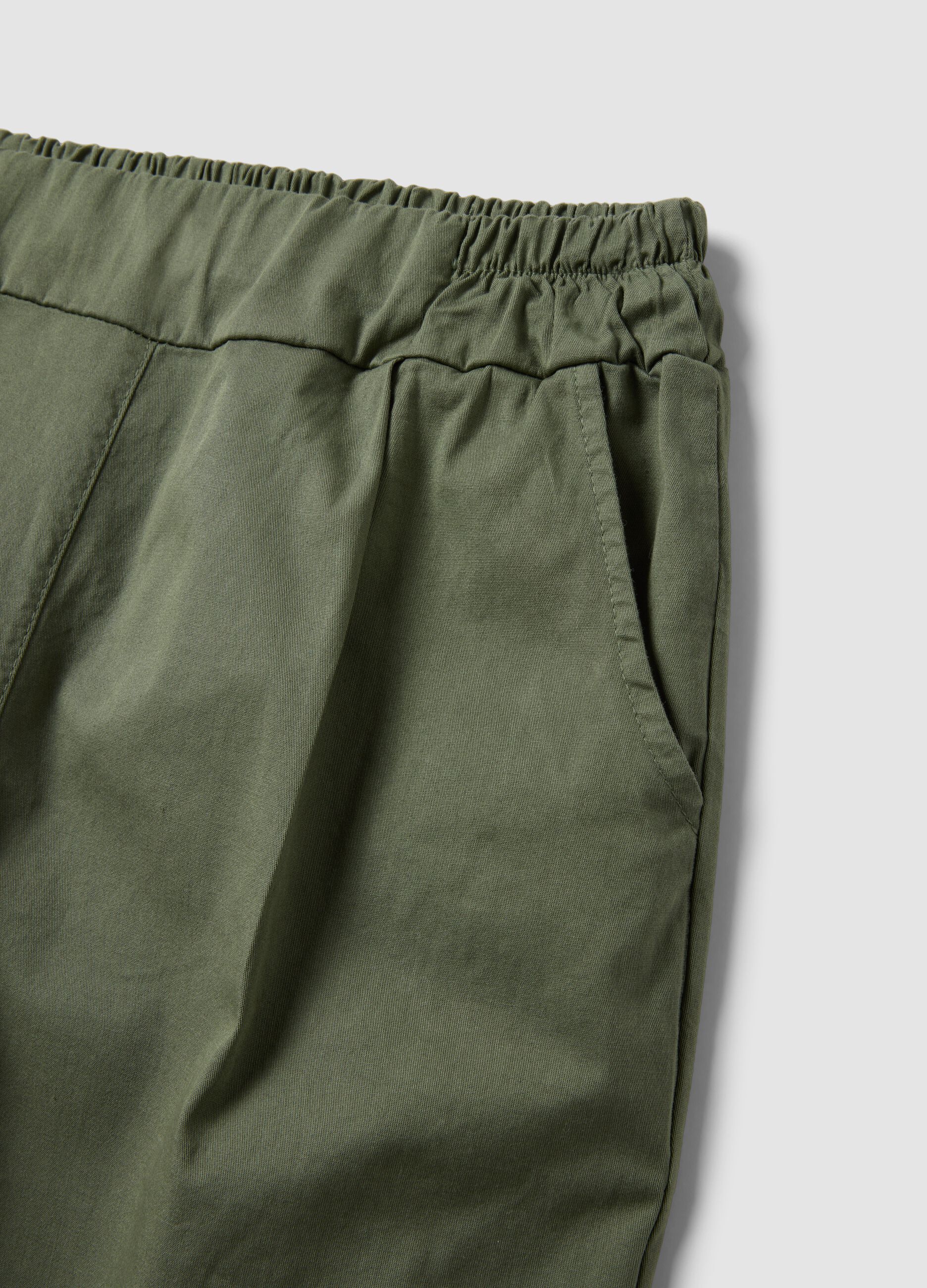Green stretch cotton trousers