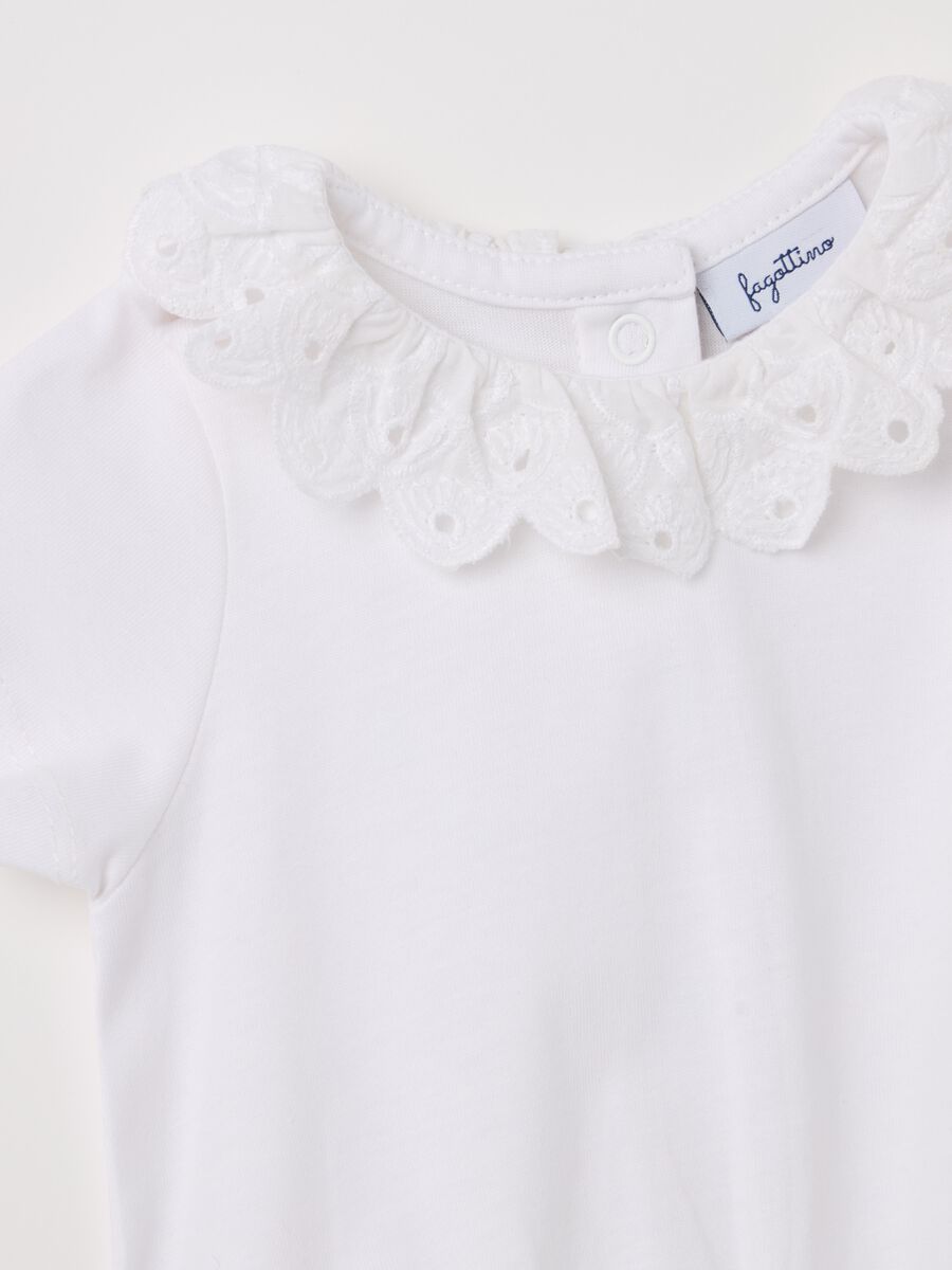 Cotton bodysuit with collar in broderie anglaise_2