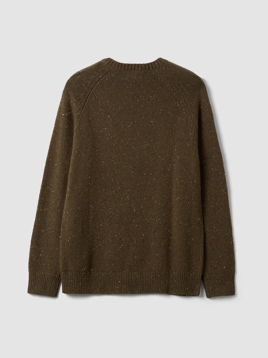 Maglione verde in misto cotone e lana girocollo_6