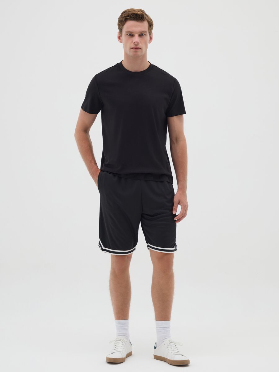 Shorts da uomo in tessuto nero relaxed fit_0