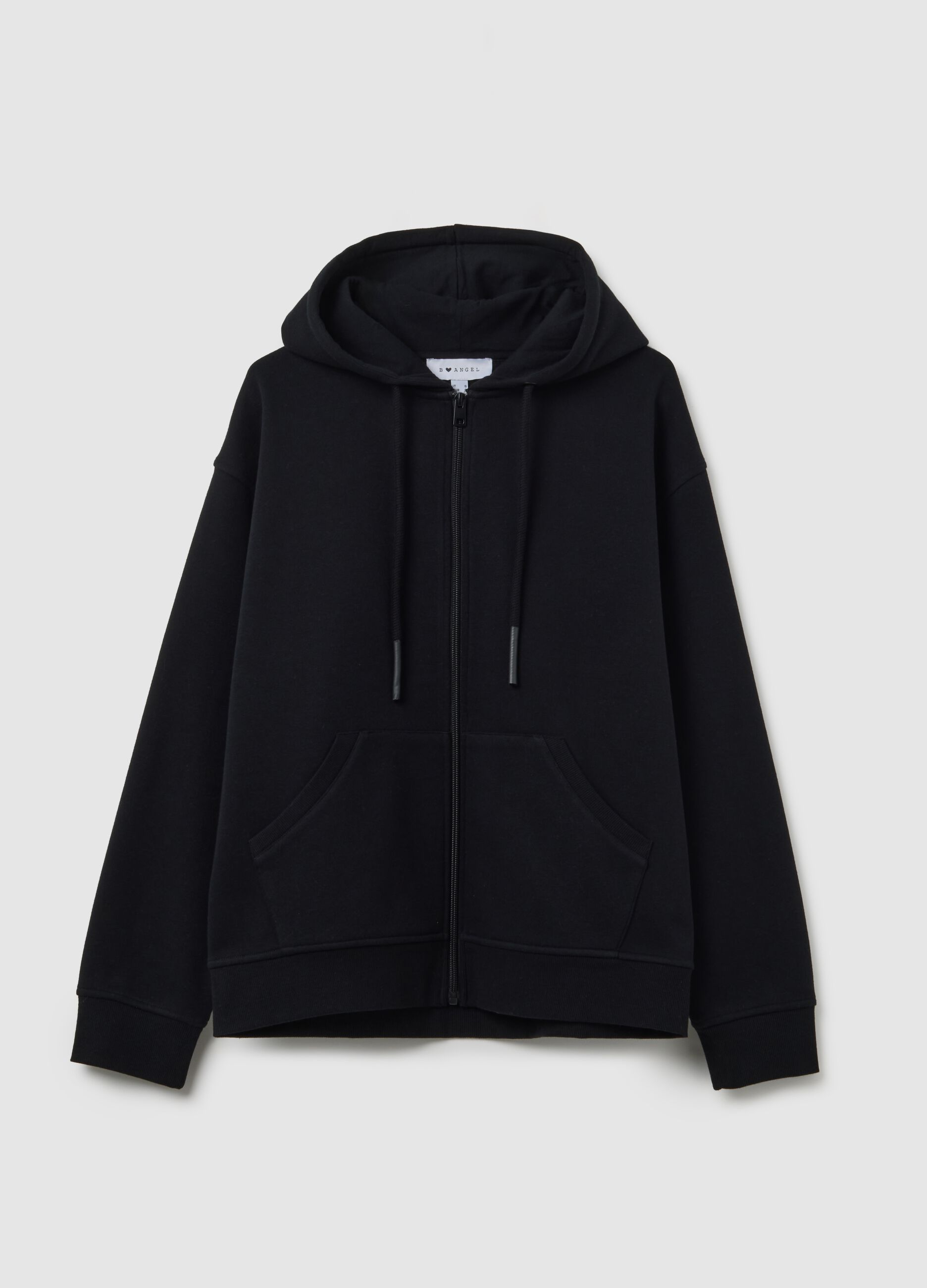 Oversized Black Cotton Blend Sweatshirt