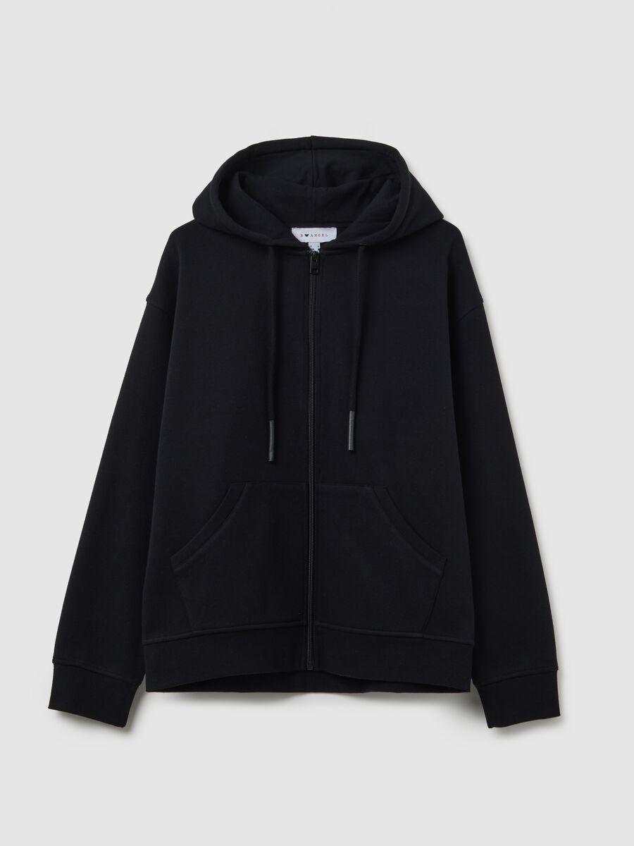 Oversized Black Cotton Blend Sweatshirt_0