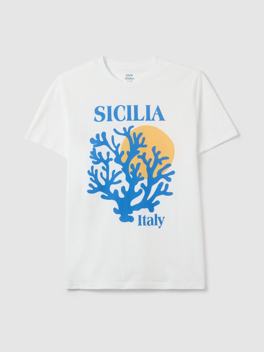 Cotton T-shirt with "Sicilia Italy" print_4