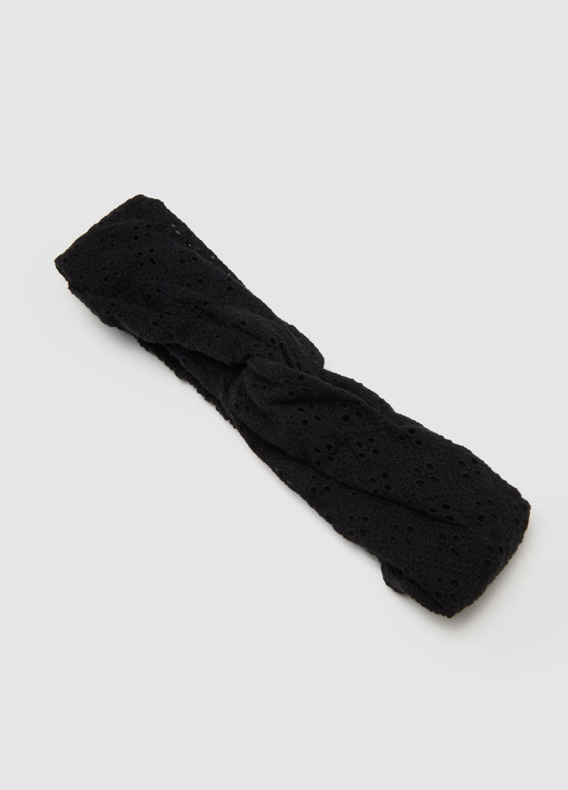 Women's pure black cotton hairband