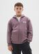 Boys' Violet Regular Fit Stretch Cotton Blend Sweatshirt with Zip and Crew Neck_0