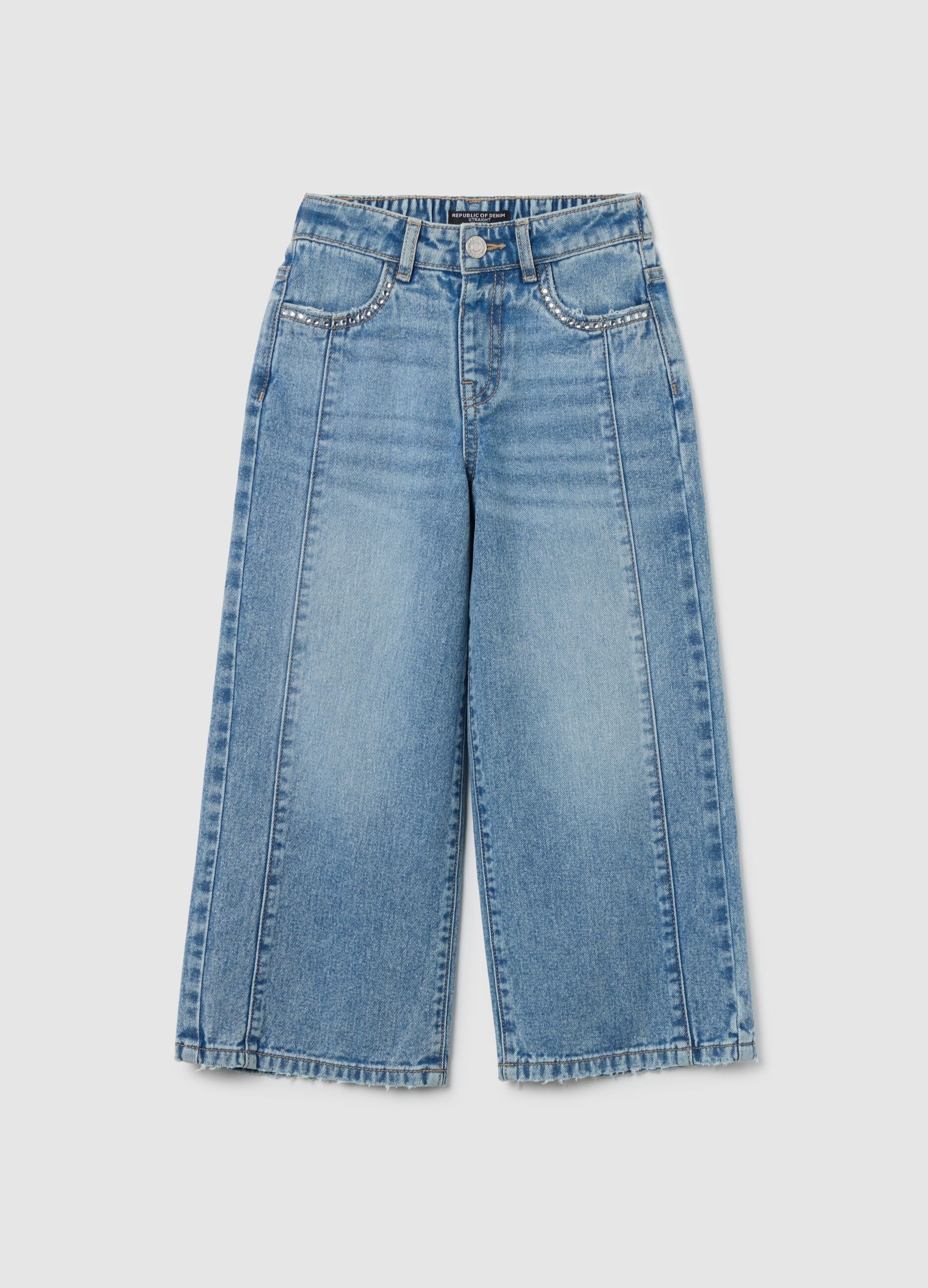 Wide denim jeans for girls