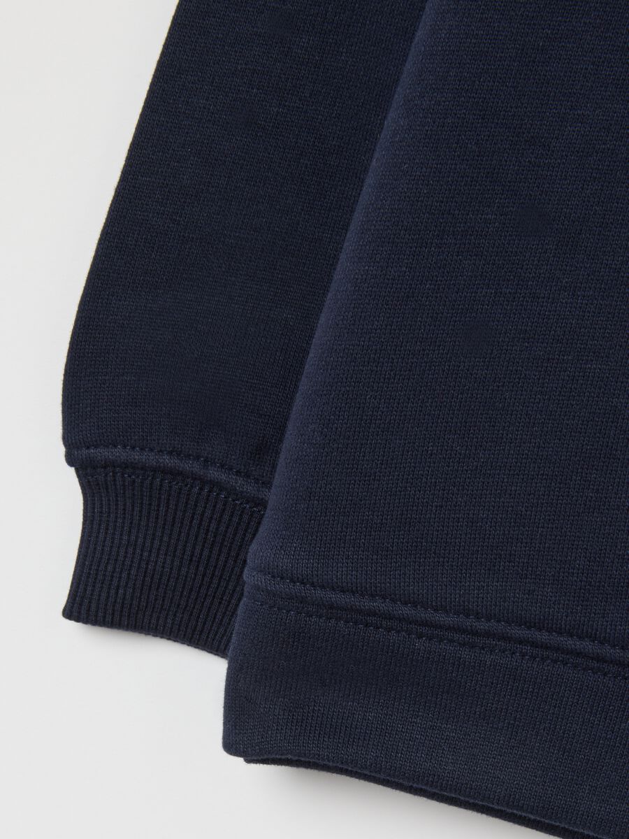 Blue girls' sweatshirt in pure cotton with bow print_3