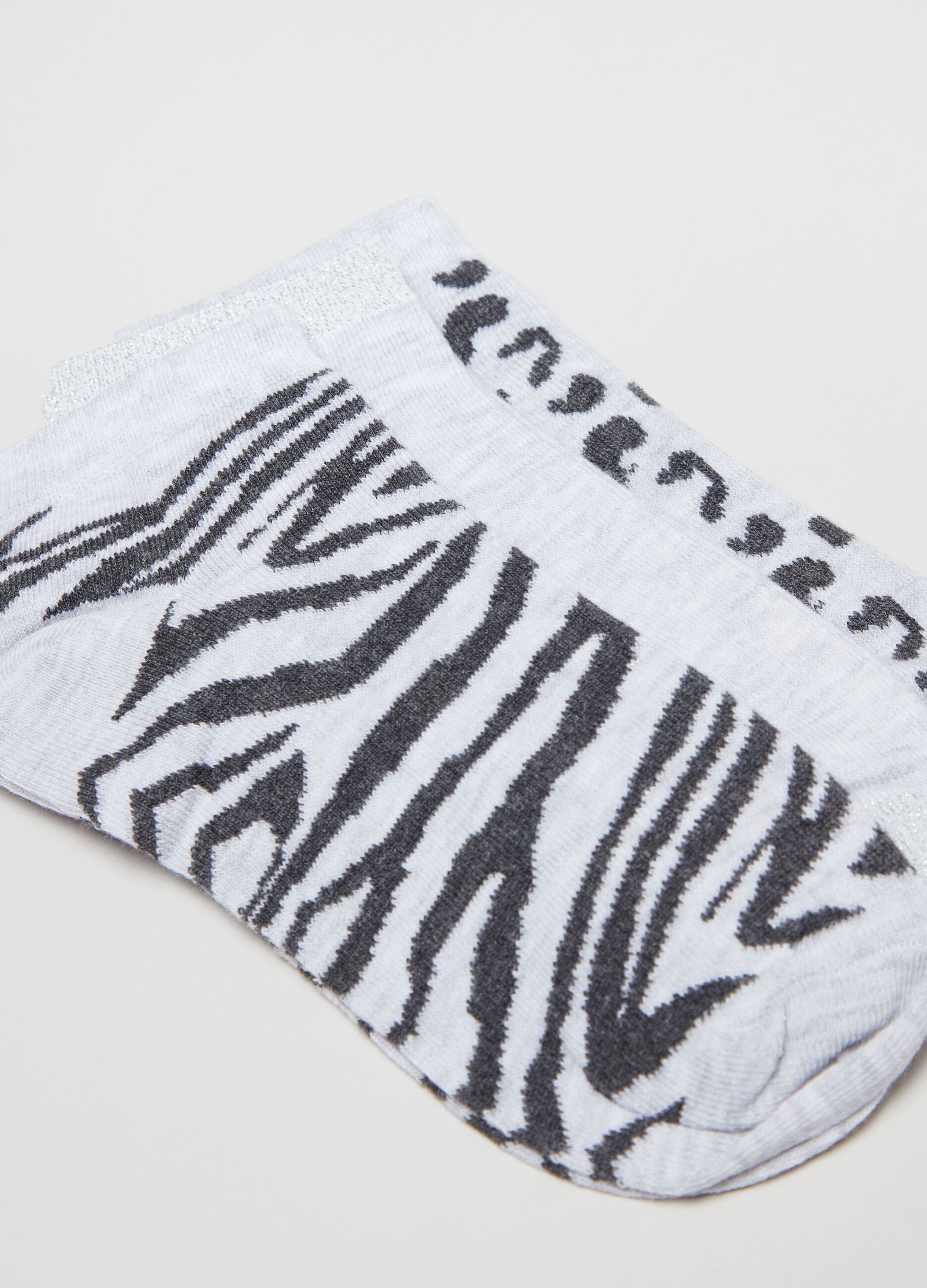 Three-pair pack shoe liners with animal print