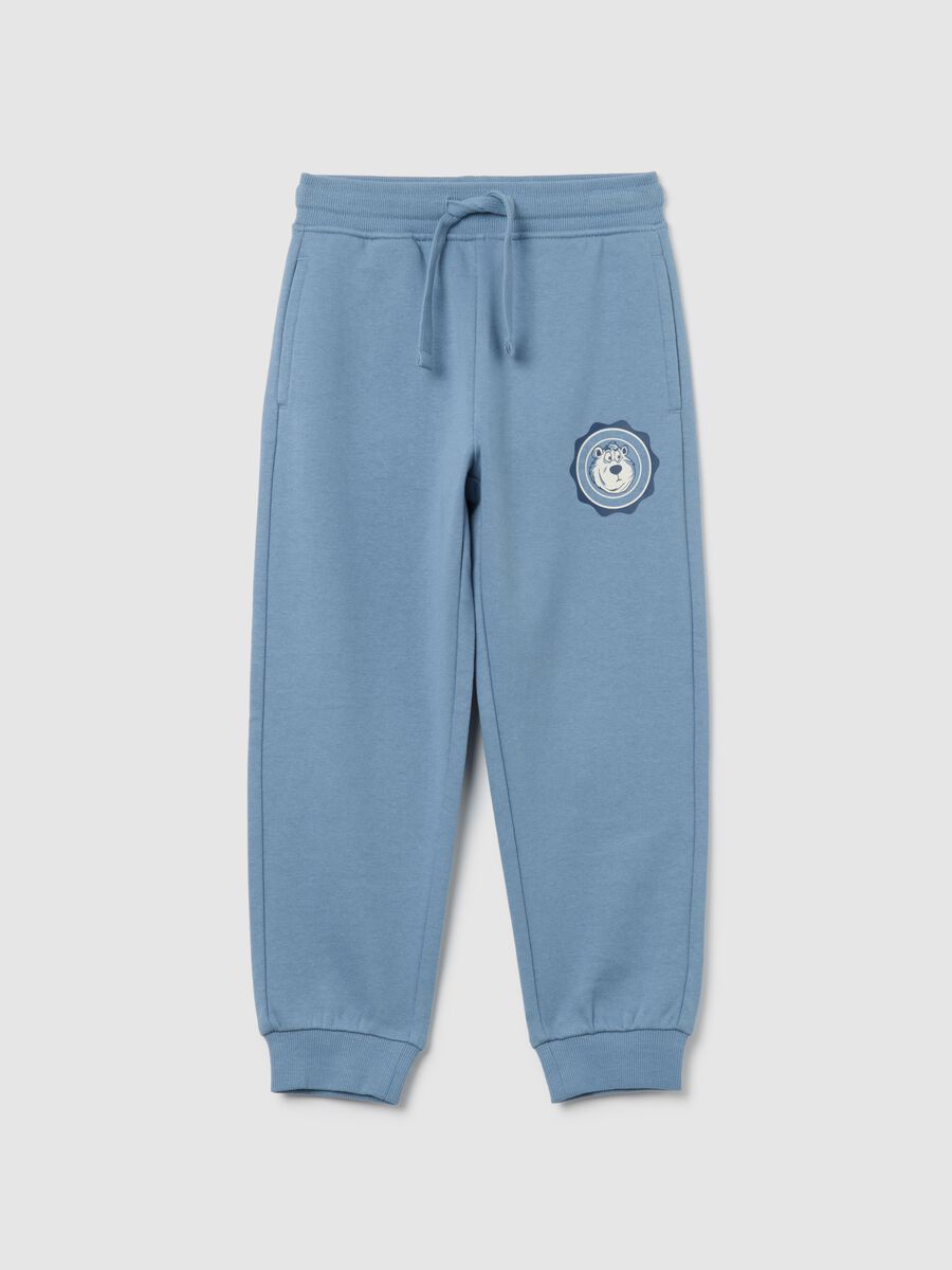 Blue regular fit children's trousers in pure cotton_0