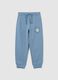 Blue regular fit children's trousers in pure cotton_0
