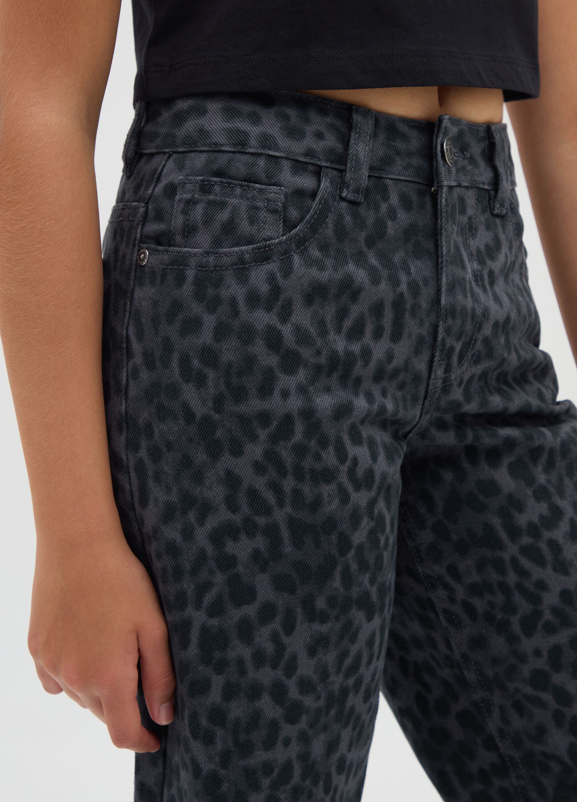 Girls' multicolour pure cotton wide leg trousers