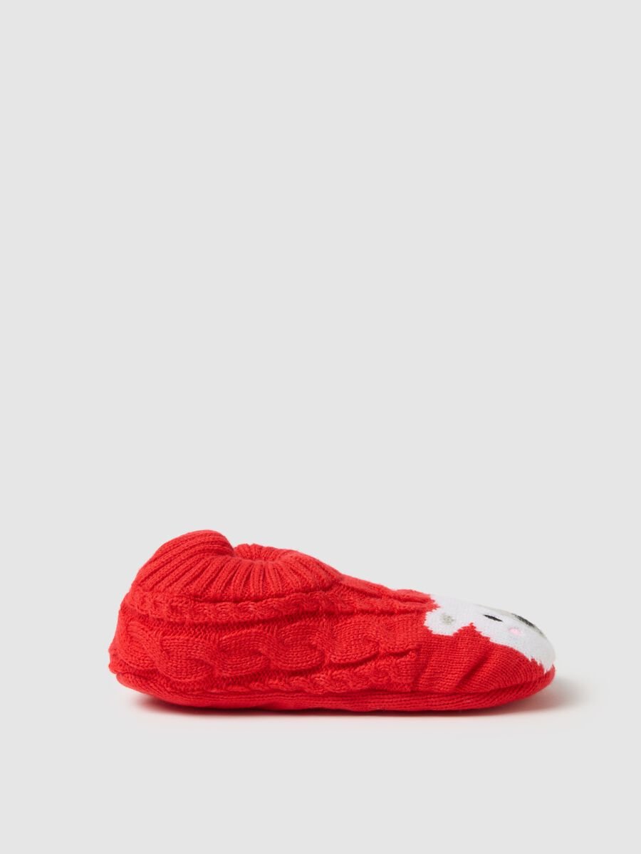 Red Cotton Blend Slippers with Print_0