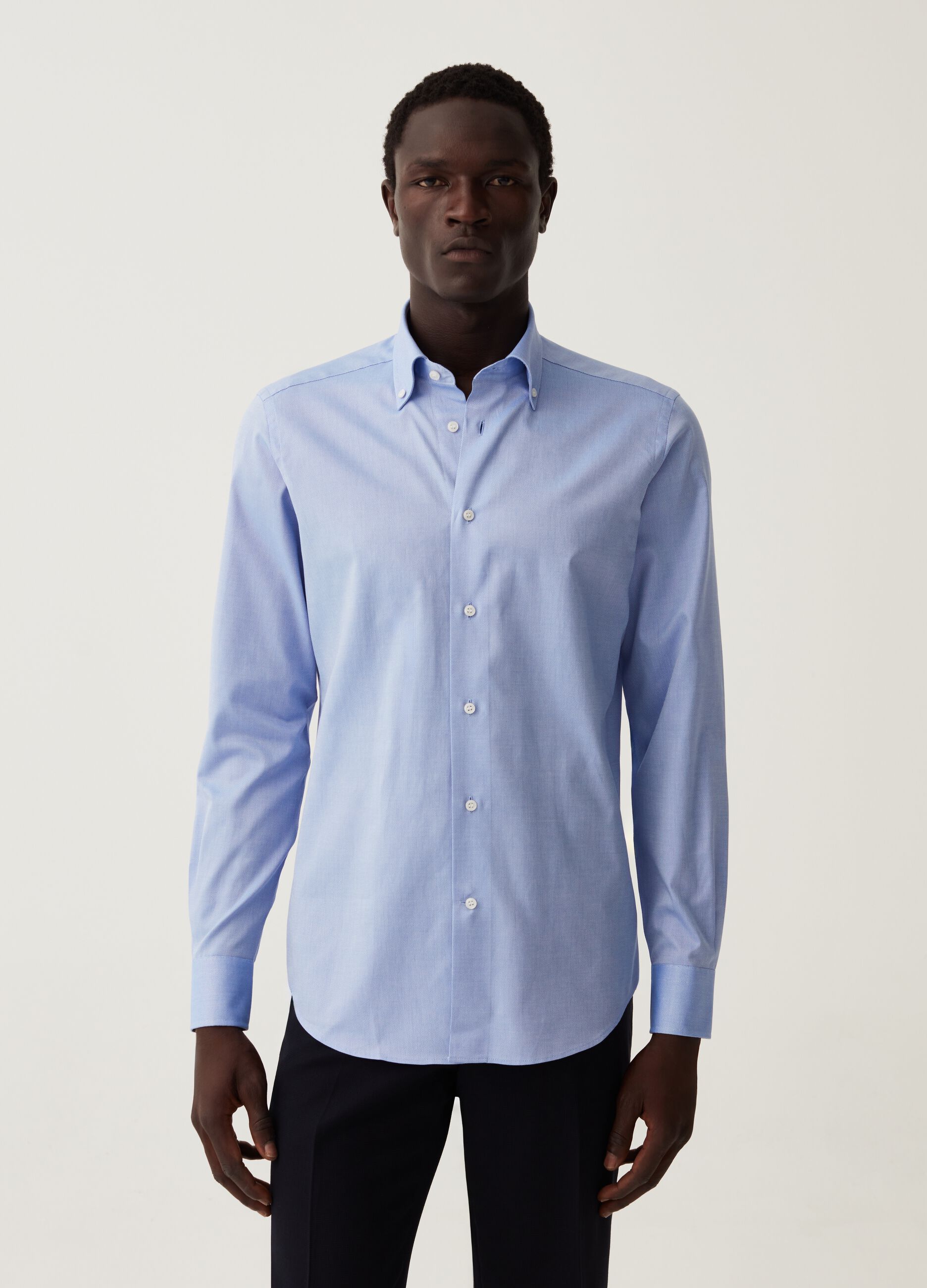 Camicia slim fit in cotone oxford_0